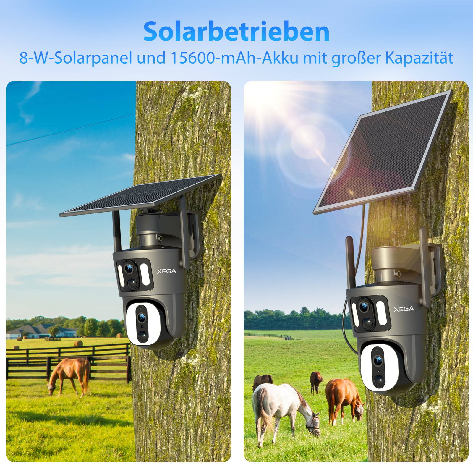 Produktbild von Kabellos Überwachungskamera WLAN 2K Aussen IP66 AKKU Kabellos Kamera 01B2302M EB